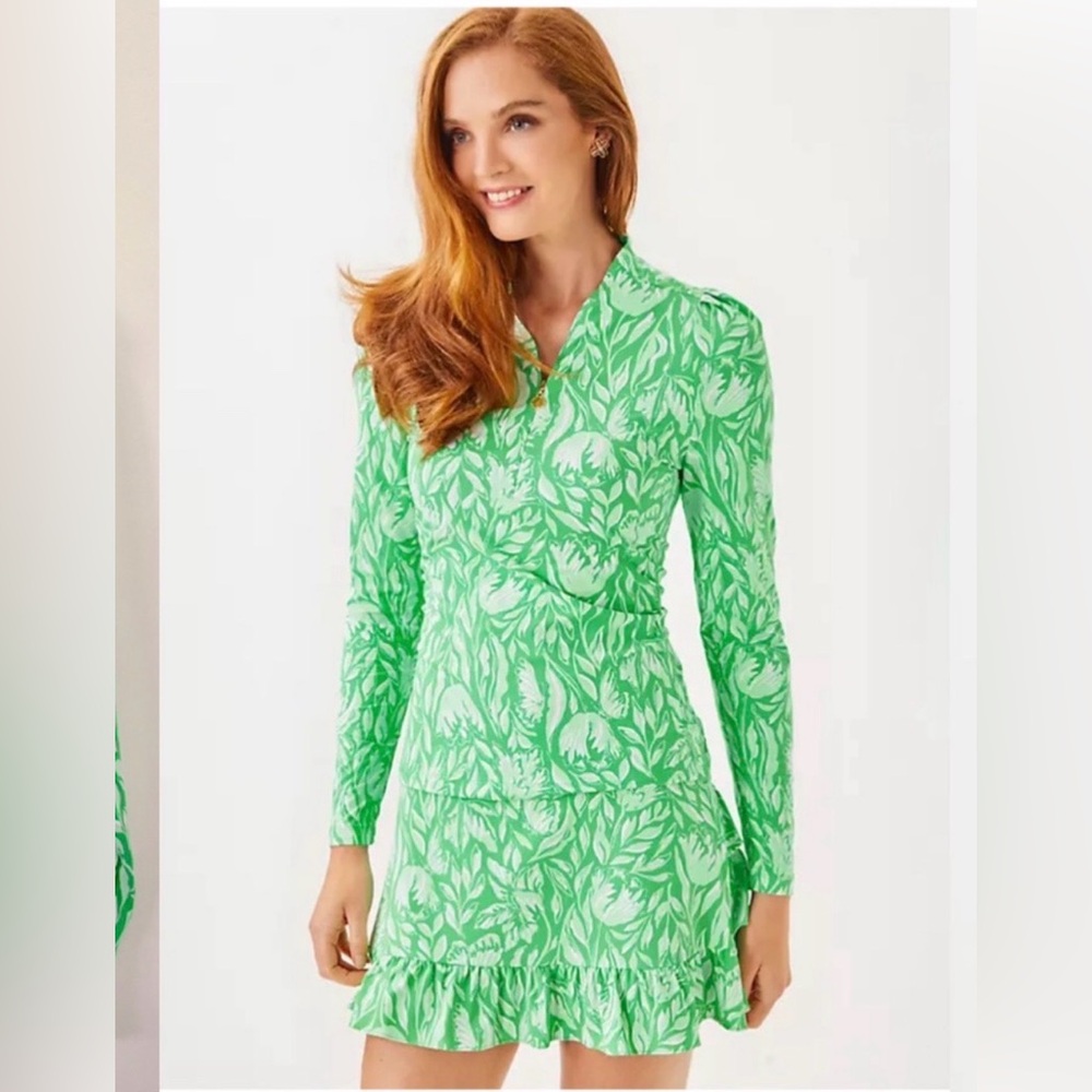 NWT Lilly Pulitzer Sania Half Zip Fauna Green Tulip to Tango